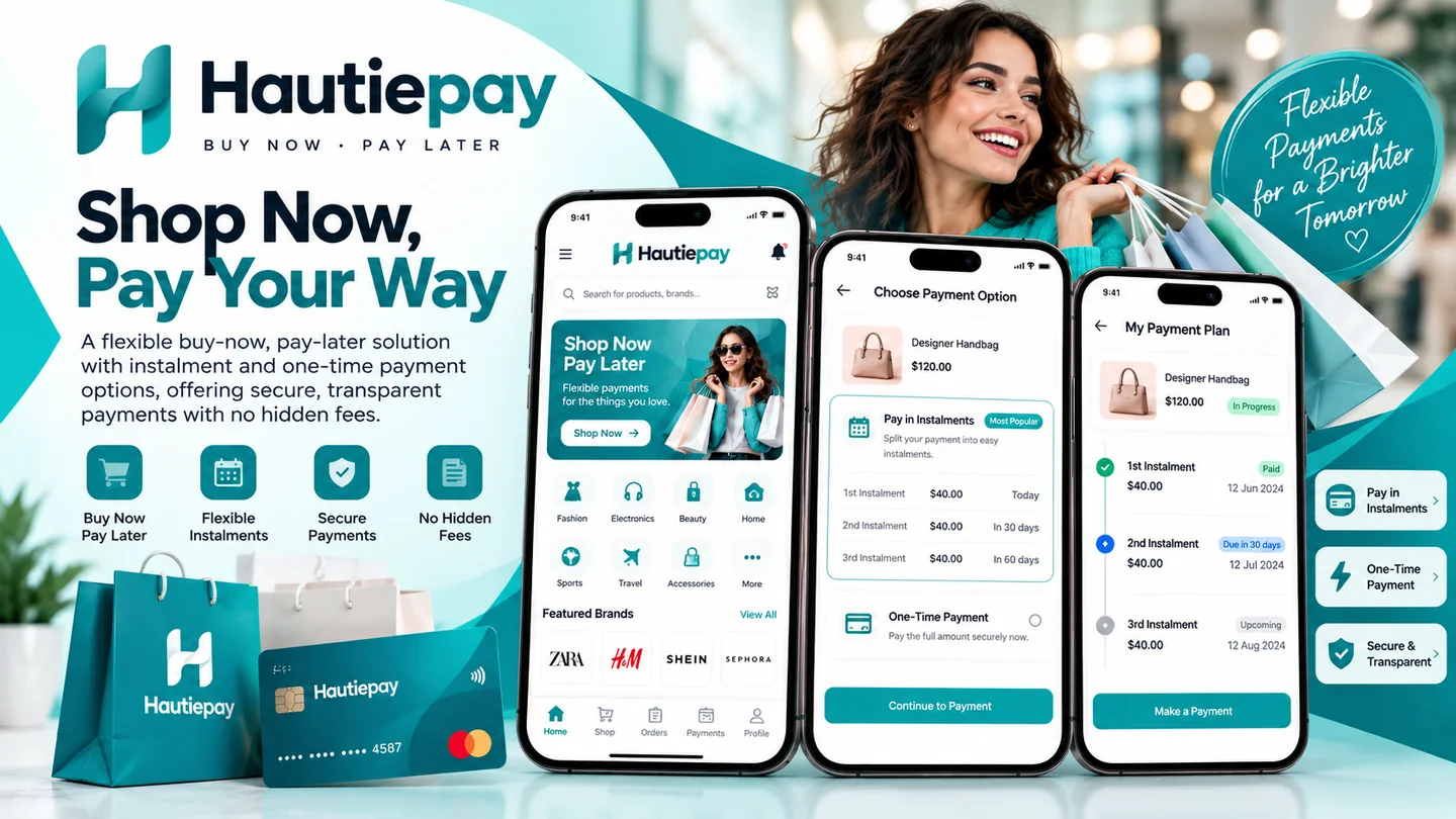 Hautiepay promotional banner showing the mobile application