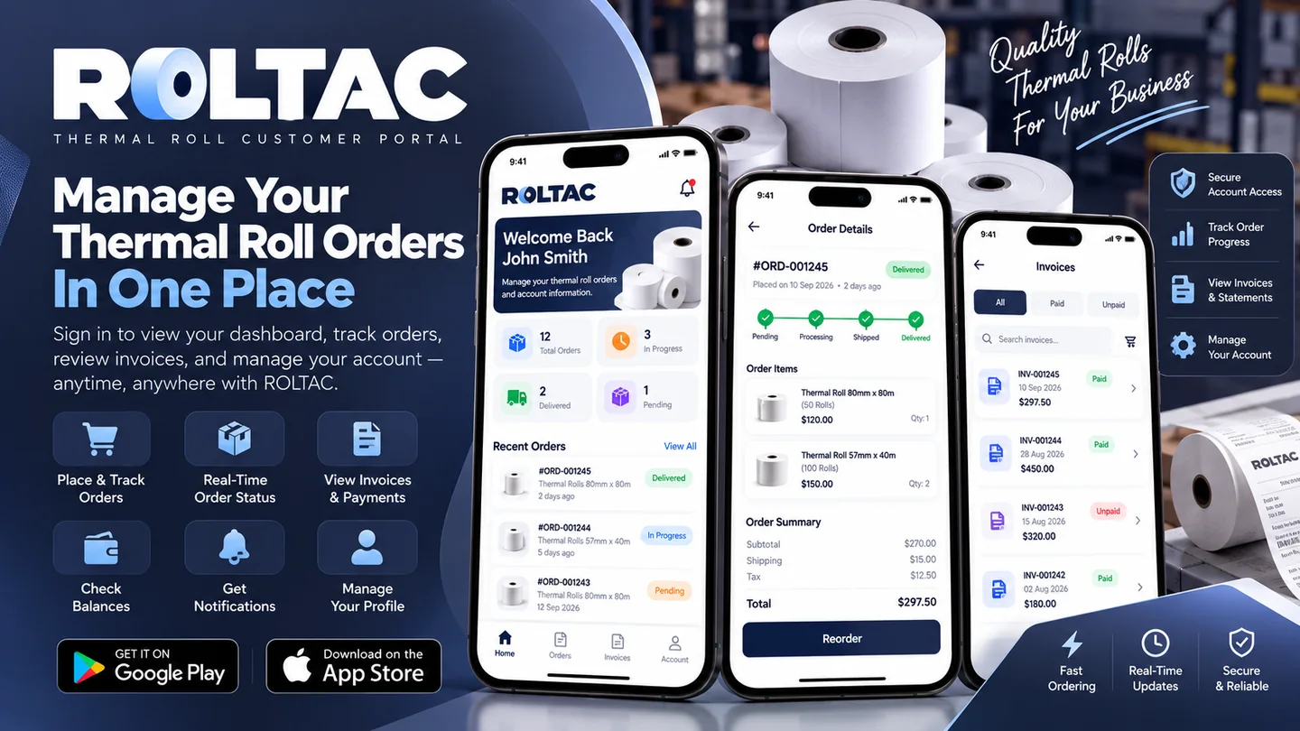 ROLTAC promotional banner showing the mobile application